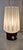 Metal Mid-Century Table Lamp with Teak Base and White Striped Glass Shade, 1960s For Sale - Image 7 of 7