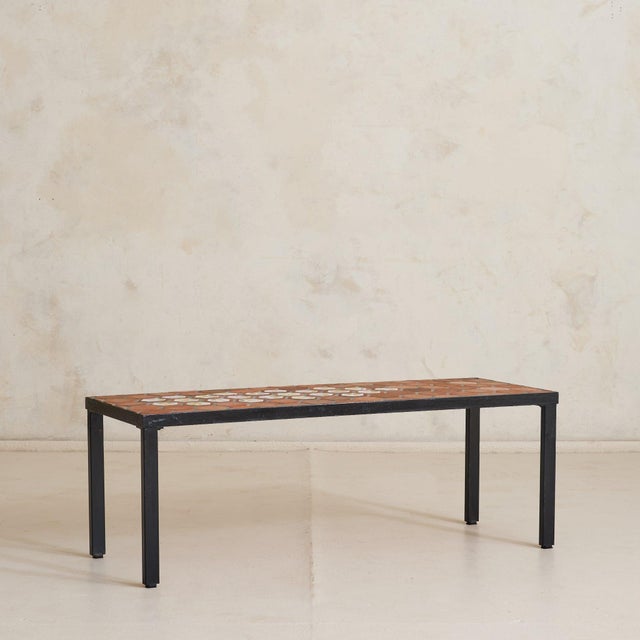 French Hexagonal Floral Ceramic Tile Coffee Table by Roger Capron No. 02, 1950s For Sale - Image 4 of 11