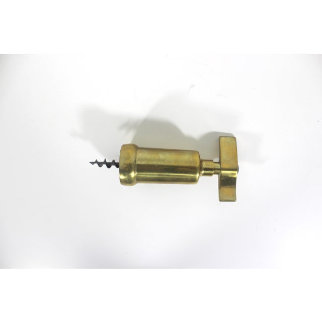 Vintage Italian Brass Corkscrew, Wine Opener, Bar Tool, Screw Pull, Wine Key, Solid Brass, Bar Cart Styling, Gift for Him, Wine Lover For Sale - Image 6 of 9