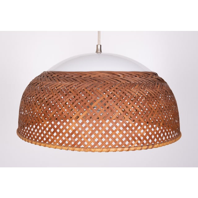 Wicker and Acrylic Glass Pendant Lamp, Japan, 1970s For Sale - Image 10 of 12