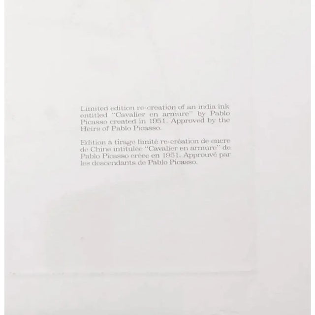 Cubism "Cavalier en Armure" 1980s Pablo Picasso Estate Lithograph For Sale - Image 3 of 3
