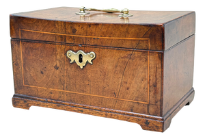 Georgian Walnut Rectangular Tea Caddy, 18th Century