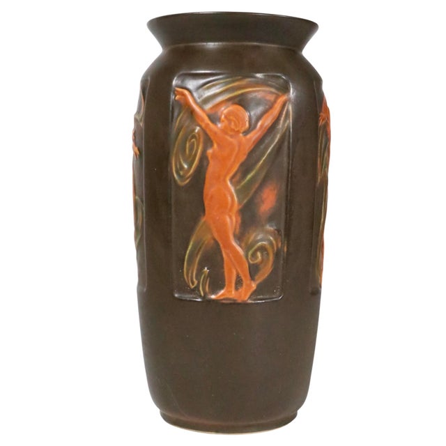 1920s Roseville Pottery Rosecraft Panel Art Deco Vase C. 1920-26 For Sale - Image 5 of 12