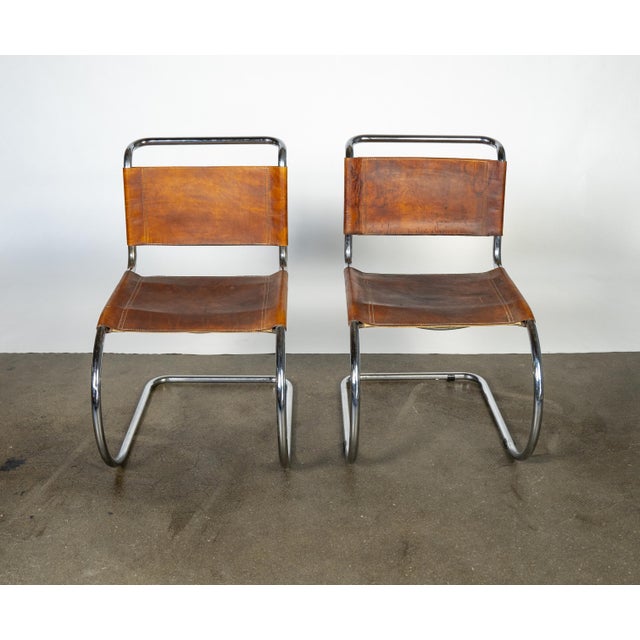 Mid 20th Century Pair of Bauhaus-Style Chrome and Brown Leather Cantilever Chairs For Sale - Image 17 of 17