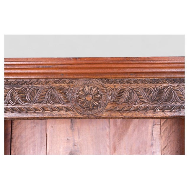 Indian Teak Wood Bookshelf with Decorative Carvings For Sale - Image 5 of 10