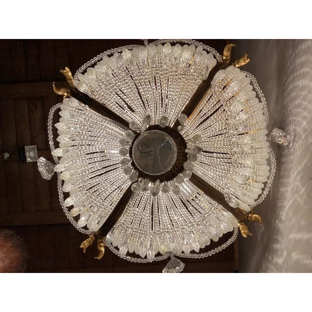 1860's French Empire Chandelier in Bronze With Crystal Accents For Sale - Image 6 of 12
