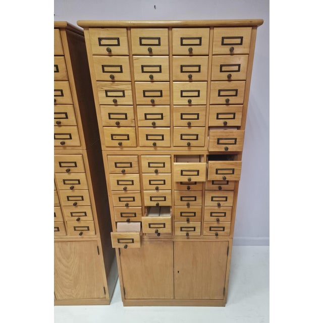 Wood Filing Cabinets in Beech Wood, 1960s, Set of 2 For Sale - Image 7 of 9