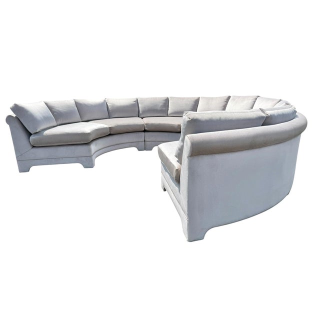 1980s Vintage Thayer Coggin for Milo Baughman Semi-Circular 3-Piece Sectional Sofa For Sale - Image 5 of 11