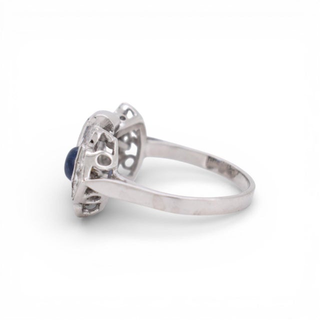 Early 20th Century 1920s French Art Deco "Toi Et Moi" Ring – Sapphire, Diamonds, Size 6.75 For Sale - Image 5 of 8
