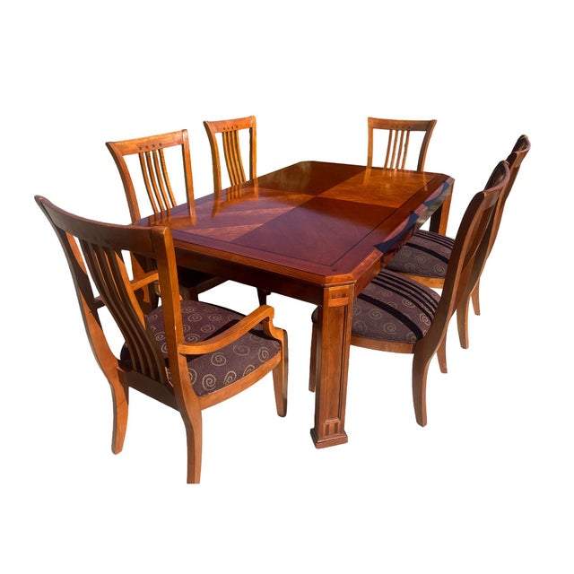 Thomasville 1970s Attributed to Thomasville American Expressions Dining Table and Chairs For Sale - Image 4 of 12