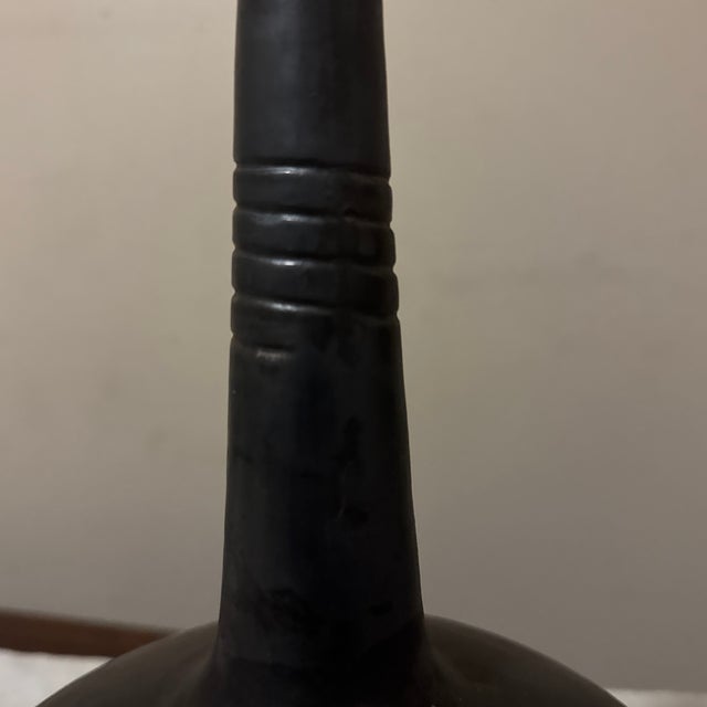 Art Deco Large Brown Glazed Vase With Fluted Top For Sale - Image 3 of 7