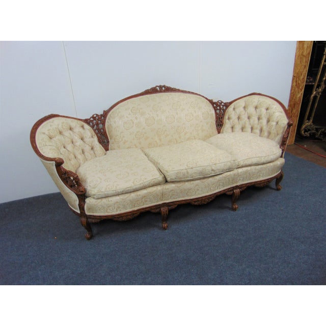French Louis XV Style Carved Walnut Sofa For Sale - Image 3 of 10
