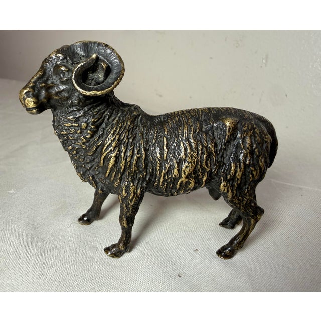 Antique 1800's Austrian Miniature Bronze Ram Statue Figure Sculpture Realistic For Sale - Image 13 of 13