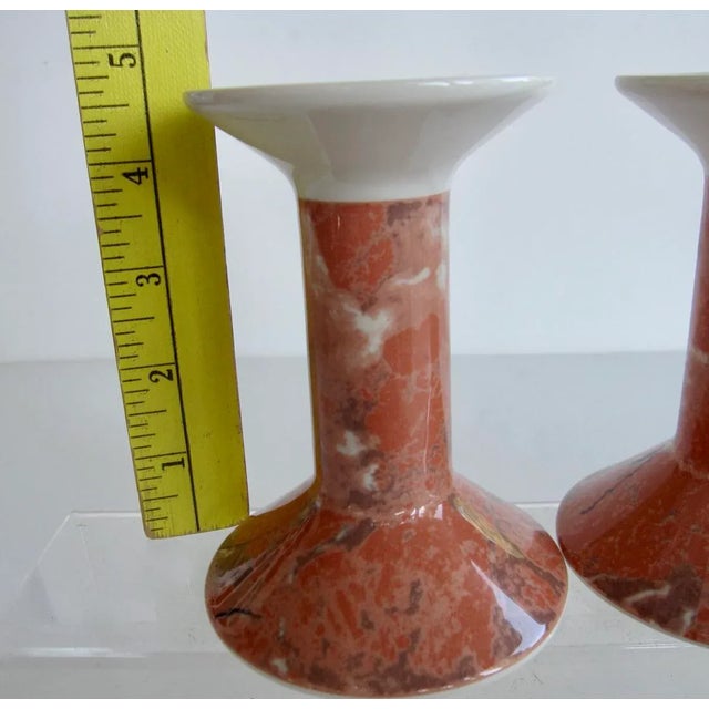 1990s Villeroy & Boch Siena Candle Holders Candlestick Sienna Marble Pattern - a Pair For Sale In Denver - Image 6 of 6
