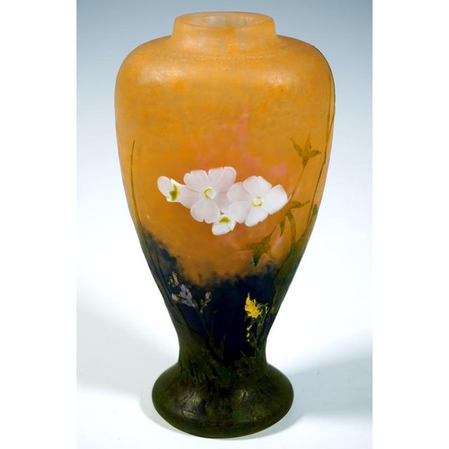 Glass Art Nouveau Cameo Vase with Primroses Decor from Daum Nancy, France, 1920 For Sale - Image 7 of 12