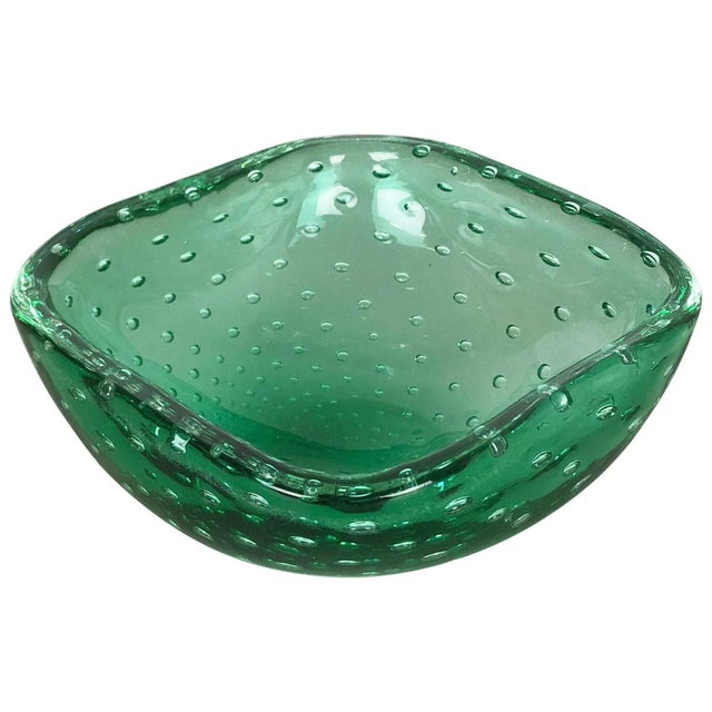 Green Murano Glass Bullicante Ashtray, Italy, 1970s For Sale - Image 18 of 18