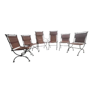 Vintage Brutalist Iron Sculpted Sling Dining Chairs by Ilana Goor - Set of 6