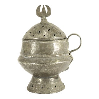 19th C. Qajar Indo-Persian Censer Incense Burner, Tinned Copper For Sale