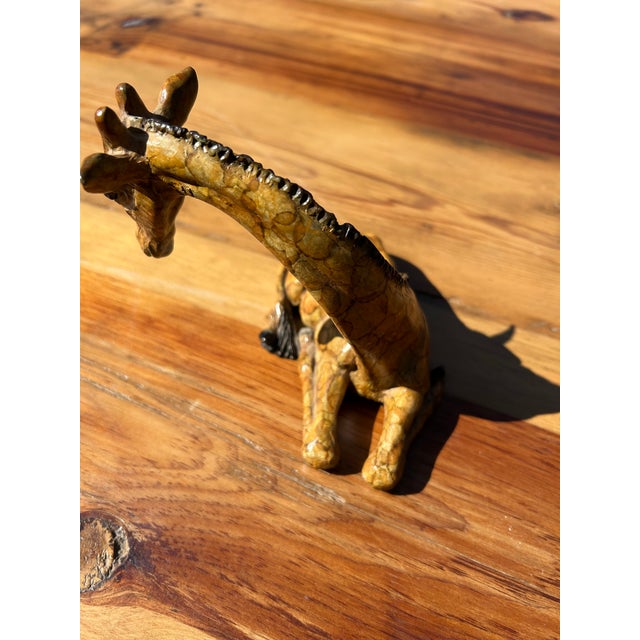 Traditional Small Faux Painted Iron Giraffe Sculpture For Sale - Image 3 of 12