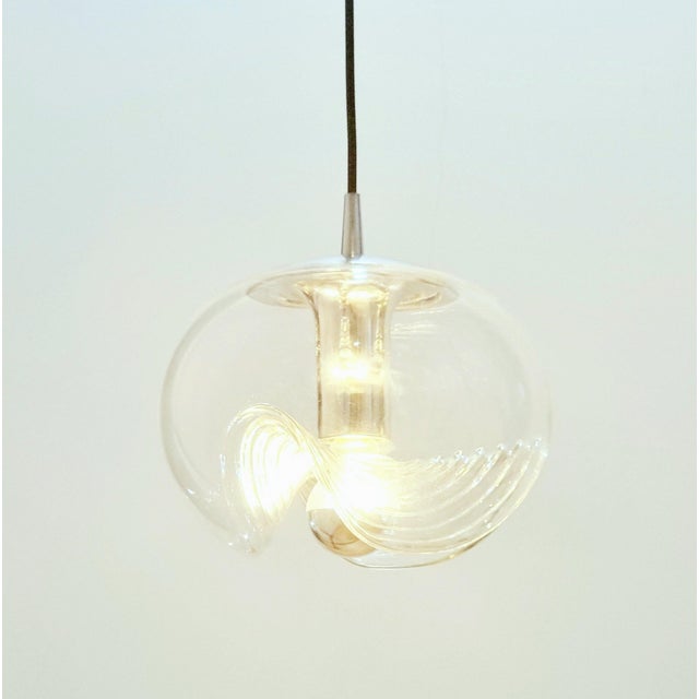 1970s Mid-Century Modern Space Age Glass Wave Pendant Light by Koch & Lowy for Peill & Putzler, Germany, 1970s For Sale - Image 5 of 9