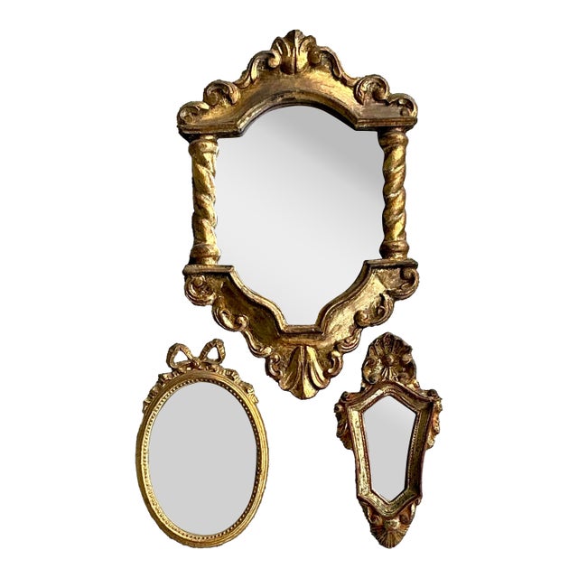 Vintage Italian Collection of Gilt Mirrors - Set of 3 For Sale