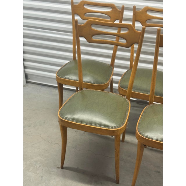 1950s Italian Dining Chairs With Sculptural Backs in the Style of Pirelli Sapsa - Set of 5 For Sale - Image 14 of 15