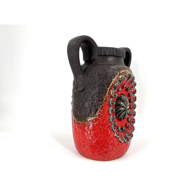 Red Vintage Ceramic Fat Lava Vase by Dümler & Breiden, 1960s For Sale - Image 8 of 9