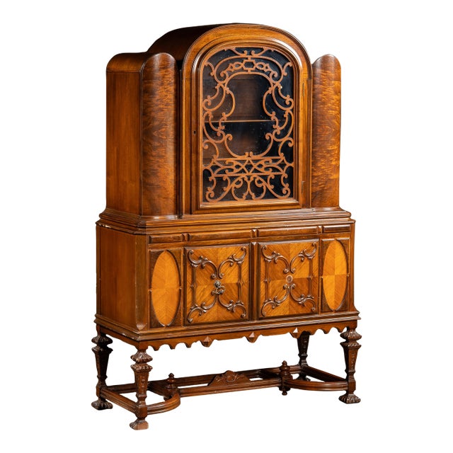 Vintage Rococo Revival Arched-Top Display Cabinet For Sale