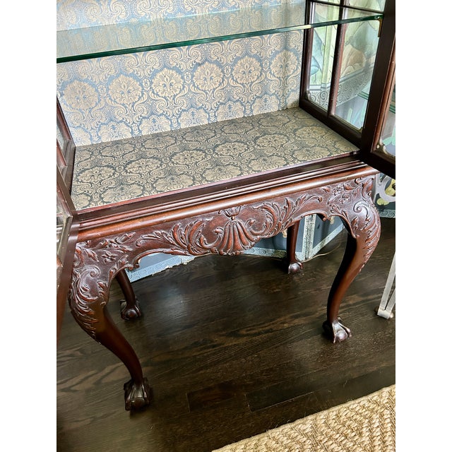 Carved Mahogany Vitrine Display Cabinet For Sale - Image 10 of 16