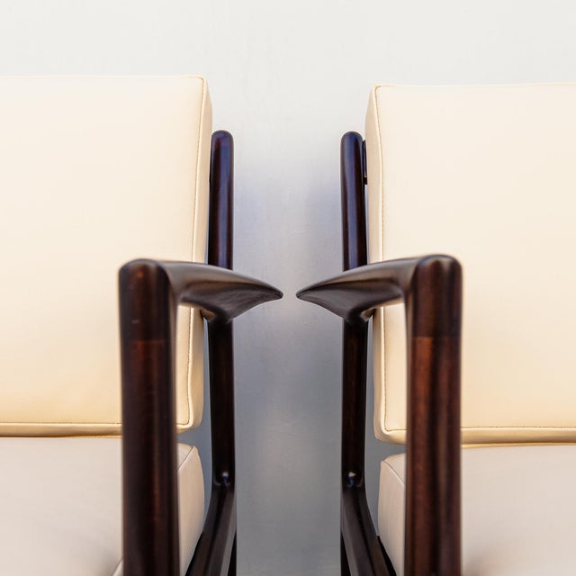 Wood 1960s Restored Ib Kofod-Larsen for Selig Danish Modern Sculptural "Blade" Lounge Chairs in Leather For Sale - Image 7 of 18