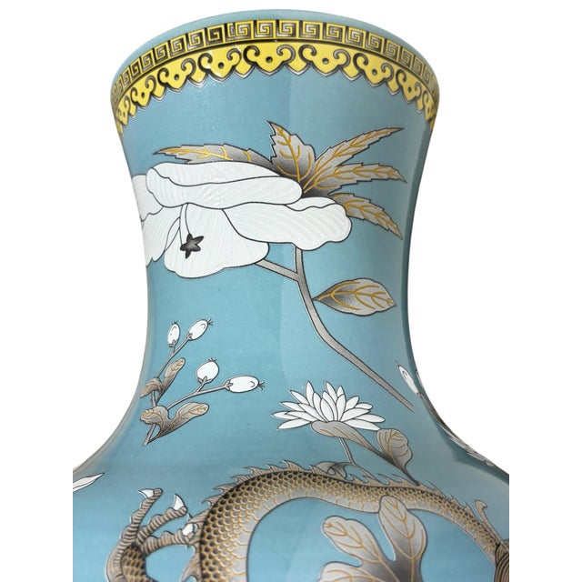 Chinoiserie Famille Rose Style Porcelain Dragon Vase 17" H For Sale - Image 12 of 13