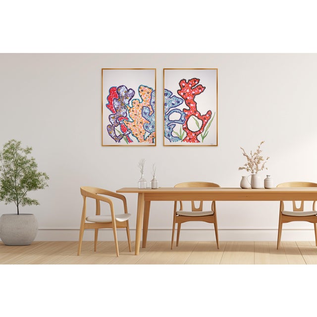 2026, Illustration Style, Coral Architecture, Vivid Tones, Gouache Crayon on Watercolor Paper by Romina Milano For Sale - Image 9 of 10