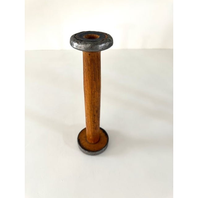 Brown Antique Wood Spools, Set 3 For Sale - Image 8 of 12