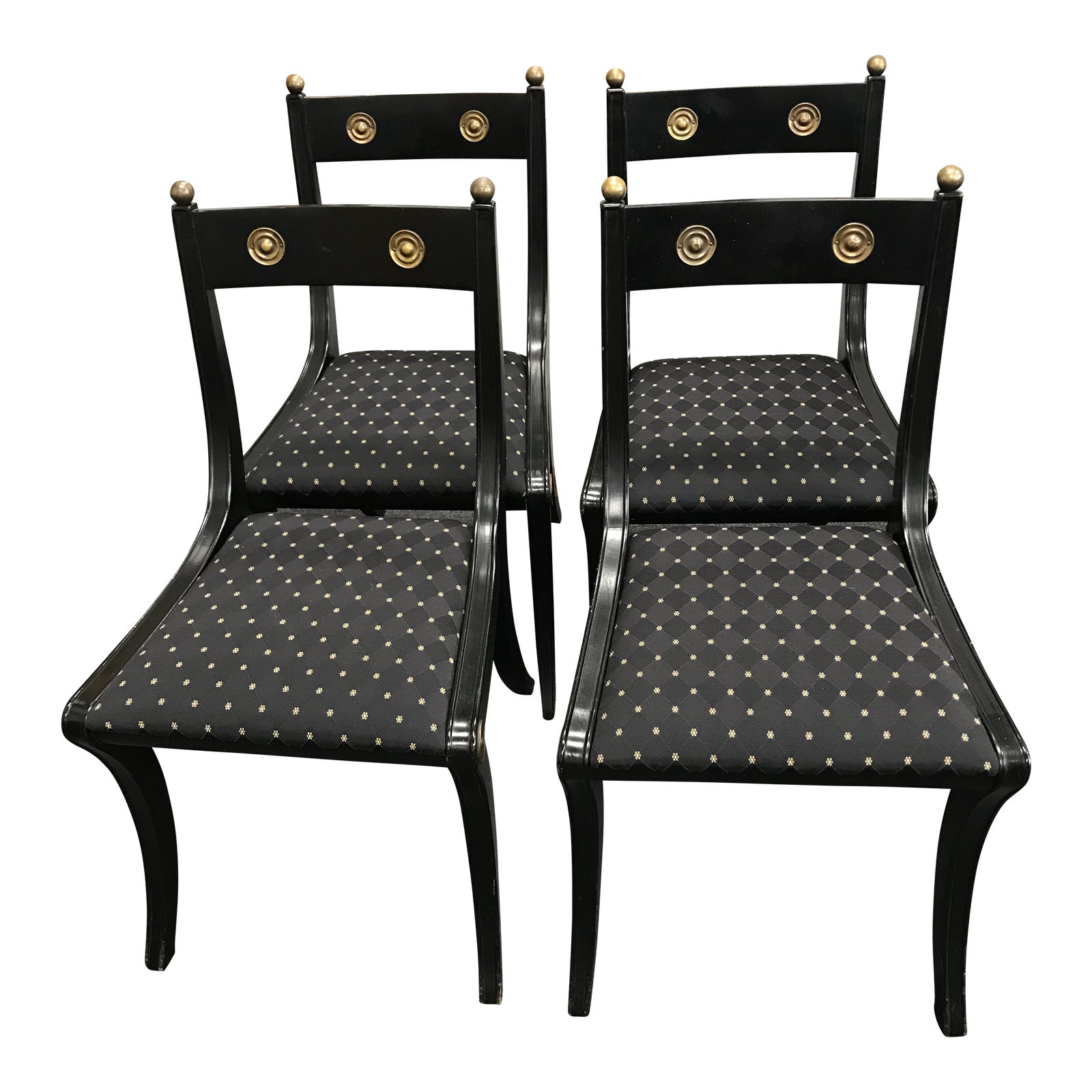 Hollywood Regency Black and Gold Dining Room Chairs, Set of 4 Chairish