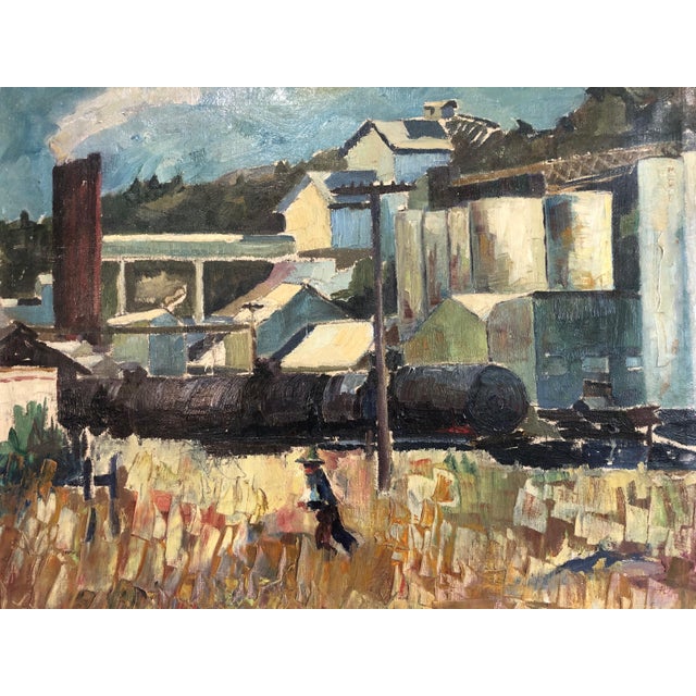 On offer is a wonderful, highly textured early 20th-century industrial landscape by California painter Homer F. Levinson...