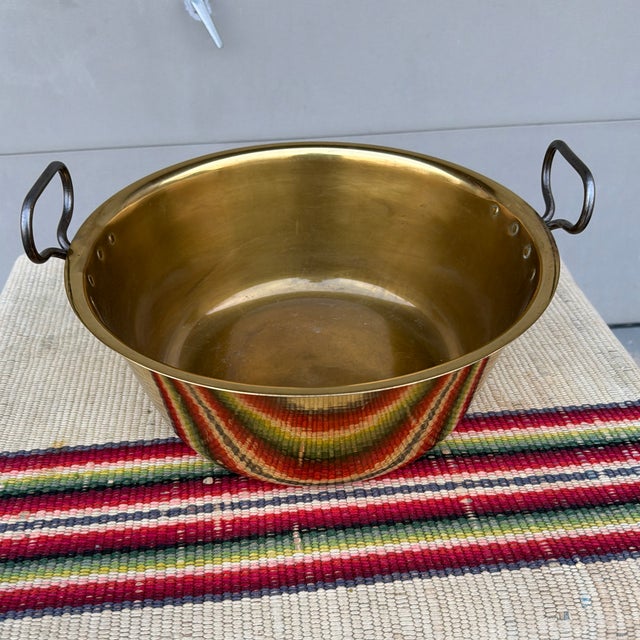 A Antique Brass Pan With Wrought Iron Handles, Circa 1860’s For Sale - Image 12 of 12