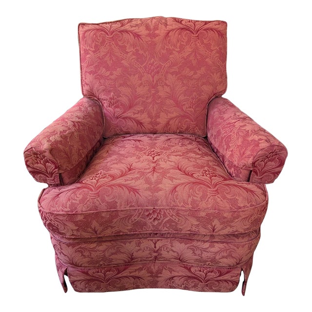 Late 20th Century Jessica Charles Swivel Rocker Armchair Club Chair - Damask For Sale