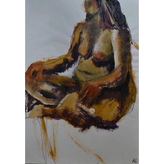 Angela Lyle "Lotus" Mixed Media Painting on Paper For Sale