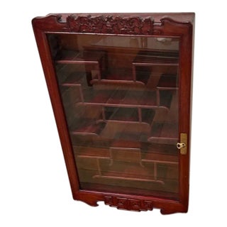 1970s Small Chinese Solid Rosewood Curio Wall Display Case For Sale