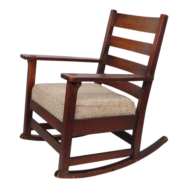 Art and Crafts Mission Rocking Chairs by L and Jg Stickley Circa 1900's For Sale