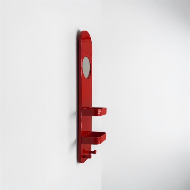 Red Wall Organizer with Mirror by Makio Hasuike for Gedy, Italy, 1970s For Sale - Image 14 of 18