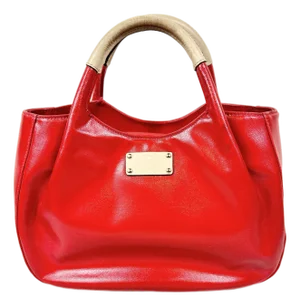Vintage Y2k Kate Spade Lacquer Red Fulton Street Treesh Satchel With Tan Leather Handles