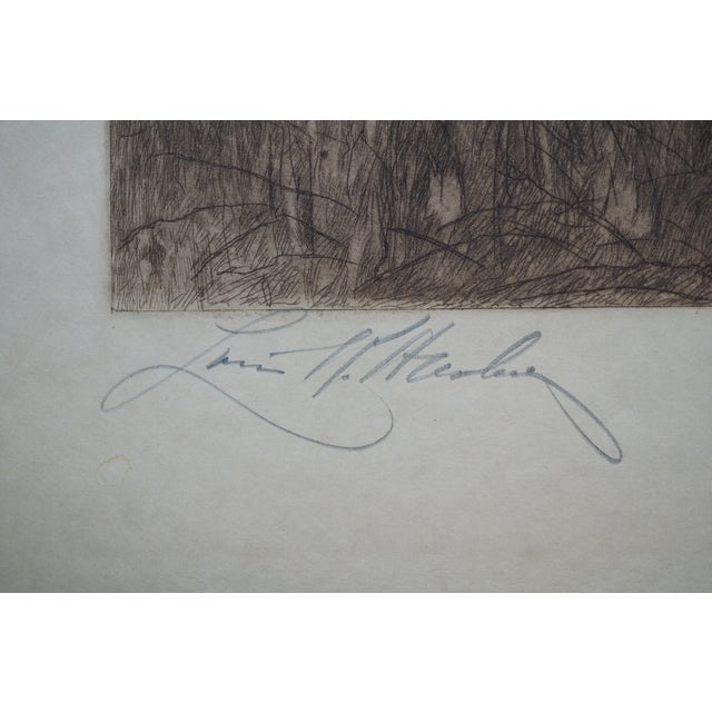 Antique Louis Harlow w.h. Shelton Signed Rowboat Riverscape Etching 22" For Sale - Image 6 of 11