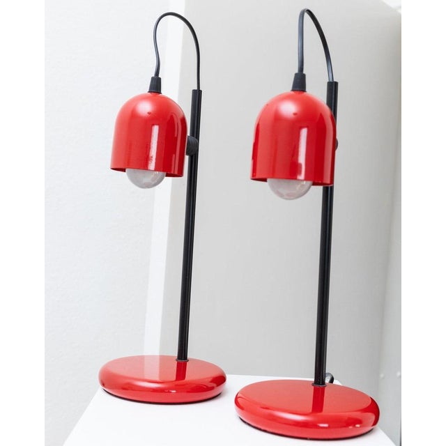 Postmodern Red Table Lamps, Italy, 1980s, Set of 2 For Sale - Image 10 of 11