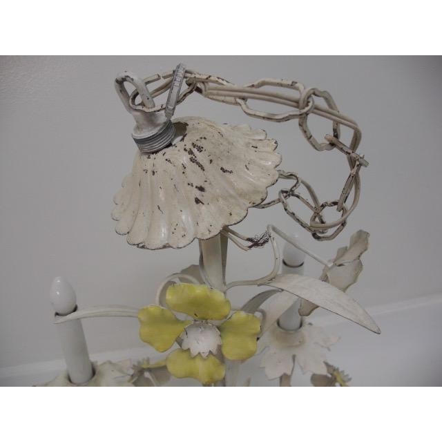 Metal Vintage Italian Tole Floral Chandelier For Sale - Image 7 of 7