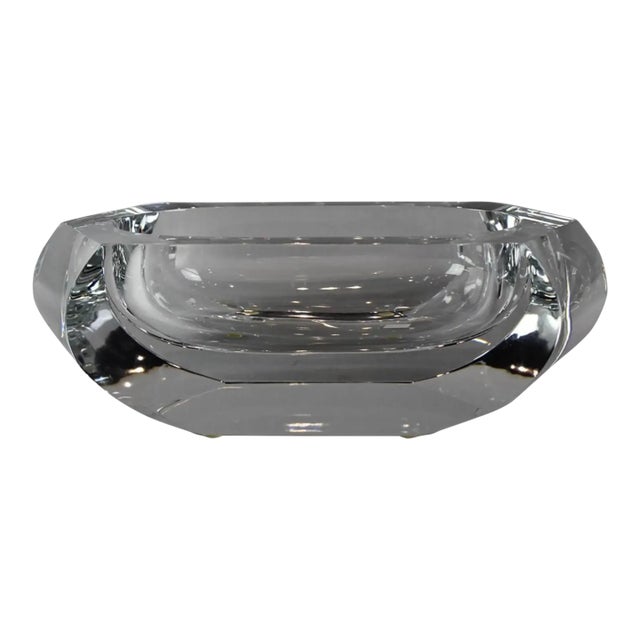 Large Signed Baccarat French Crystal Ashtray For Sale