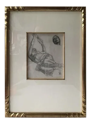 1880s Paul Albert Besnard Pencil Drawing of Floating Face