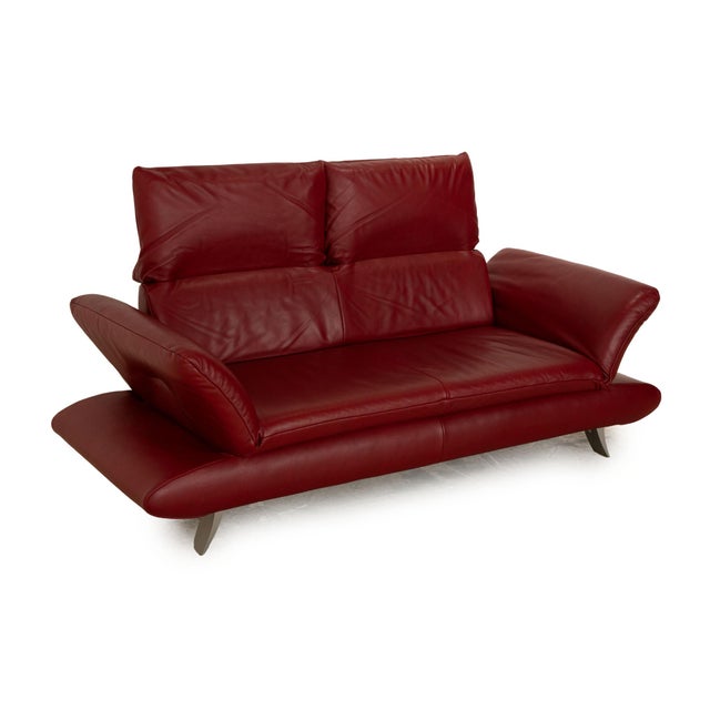 Modern Velluti Leather Three Seater Sofa in Red from Koinor For Sale - Image 3 of 11