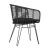 Modern all black dining chair with powder coated iron frame and hand woven faux rattan around back and seat. Comfy loose...