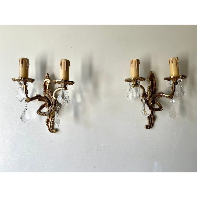 Gold Double Bronze Wall Lights and Pendants, 1950s, Set of 2 For Sale - Image 8 of 8